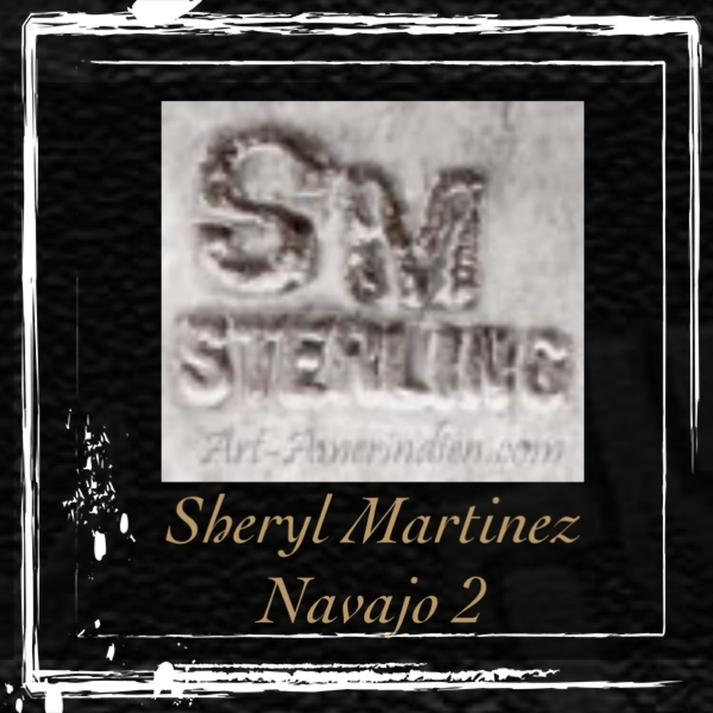 Signed-SM Multi Stone Inlaid Curve Sterling Silver Post Back Native Earrings - Picture 9 of 10
